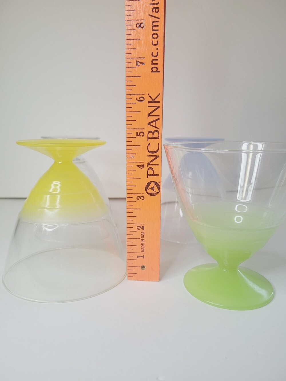 Vintage ARC (Arcoroc) France Pastel Glassware Dessert Yellow Green Blue Clear - Picture 4 of 5